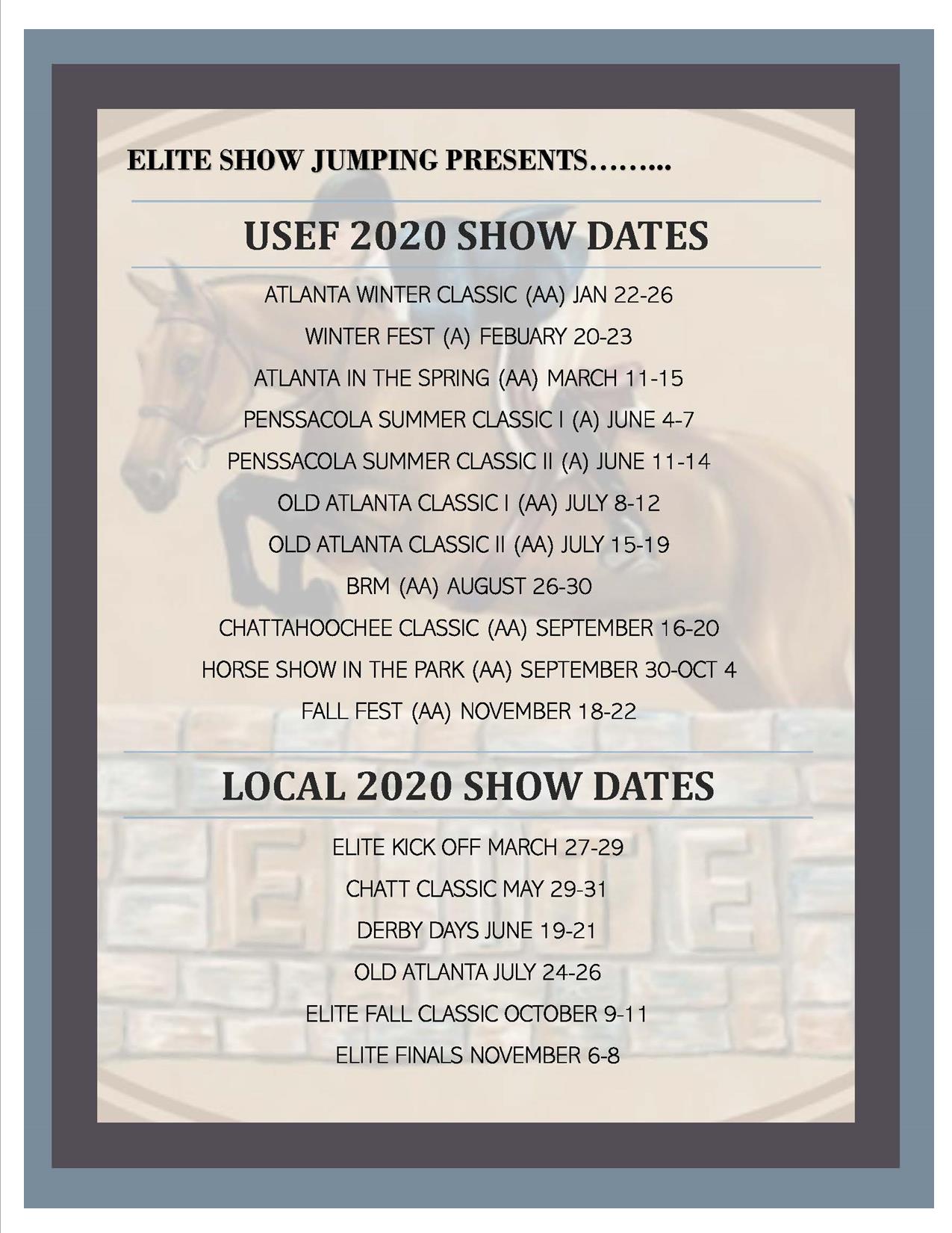2019 calandar USEF (1) Elite Show Jumping